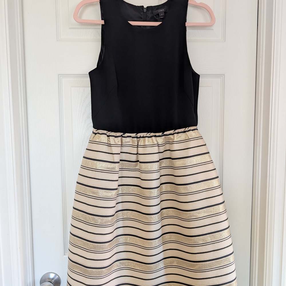 J. Crew Dress with Black and Gold Stripes